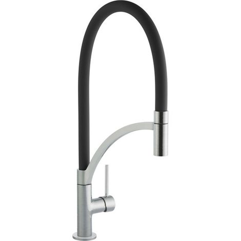 Prima Swan Neck Pull Out Single Lever Kitchen Sink Mixer Tap - Black (1/2)