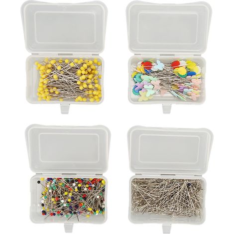 Épingles à coudre 4 boîtes, acier inoxydable tête ronde, épingles droites pour quilting, couture, patchwork, créations DIY, couturière, bijoux, artisanat. (1/5)