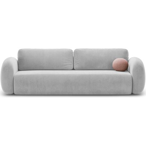 Canapé convertible avec coffre 3 places en velours gris (1/5)