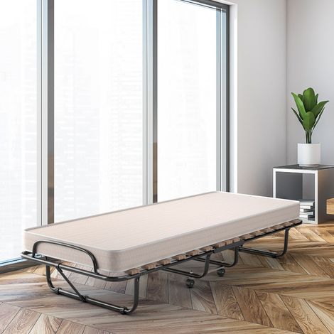 Lit d’Appoint Pliable 80 x 190 CM Lit Pliant sur Roulettes Matelas en Mousse 10 CM 1 Personne Charge de 120 KG Maison Chic (1/4)
