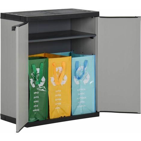 vidaXL Armario para desechos de jardín PP gris y negro 68x40x85 cm (1/2)