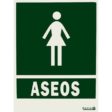 Señal de pvc "ASEOS SEÑORAS" 30x40 cm, verde y blanco, alta durabilidad, fácil instalación