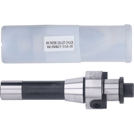 Mandrin d'adaptation pour fraise à queue R8, acier au molybdène, dureté élevée, porte-outil robuste. (1/5)