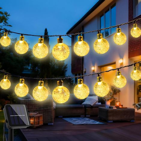 1 Guirlande Solaire, 8M 30LED, IP65 Étanche, 8 Modes, Blanc Chaud, Pour Jardin, Mariage, Fête (1/5)