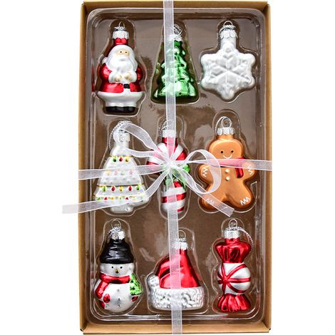 Decorazione natalizia, piccolo ornamento per albero di Natale, confezione da 6, multicolore (1/2)