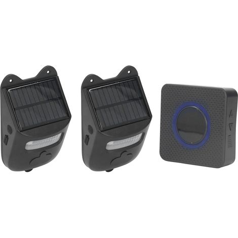 Sonnette de porte solaire avec détecteur de mouvement, alarme lumineuse stroboscopique et stroboscope pour allée extérieure, prise UE 110-240 V (1/5)