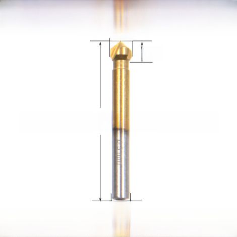 Couteau à chanfreiner à trois lames plaqué titane à 90 degrés, outil d'alésage, d'ébavurage, de fraisage, de chanfreinage, foret à bois (6,3 mm plaqué titane, branche unique [6,6 g]) (1/5)