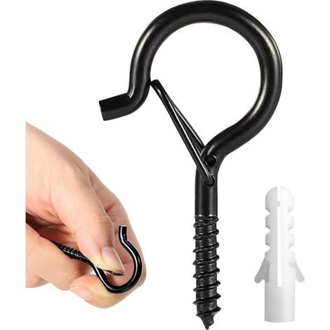 Beijiyi – Lot de 12 crochets à visser – Dimensions 55 x 25 mm – Résistants à la rouille et intempéries – Pour suspendre lumières et guirlandes (1/4)