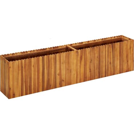 Fioriera rialzata per piante e fiori giardino 200 x 30 x 50 cm legno massello di acacia 020001013