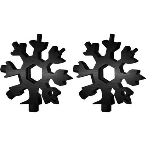 18-in-1 Multi-Tool in Snowflake Shape - Ideal for Fishing, Hiking and Other Outdoor Activities - Pack of 2, Black (1/4)