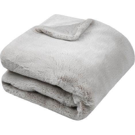 Plaid en fausse fourrure ultra moelleux Naturel 180x220 cm (1/2)