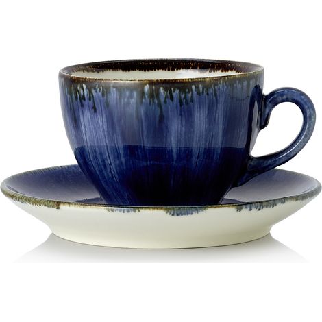 Lot de 6 tasses et soucoupes en Porcelaine 0,22 L Océan foncé H 85 mm - Was Germany