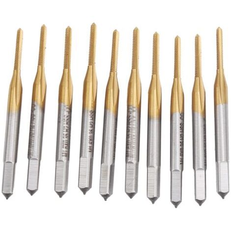 10 Pièces Tarauds à Goujure Droite de Métriques Tarauds Revêtus de Titane Taraud à Filetage Machine Forets M1.6 X 0.35mm (1/5)