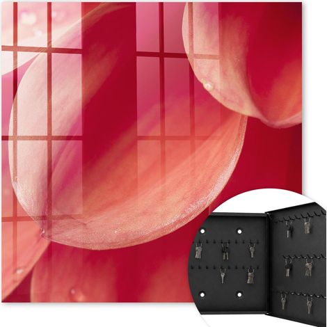 Armoire à clés - (30 cm x 30 cm) - Boîte à clés murale - Coffret de rangement pour clés - Couleur noire - Ouverture vers la droite - Pour maison et bureau - intimité florale