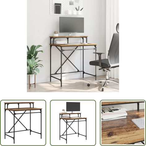 Industrieller Schreibtisch - Schreibtisch Altholz 80 x 50 x 90 cm Holzwerkstoff (1/5)