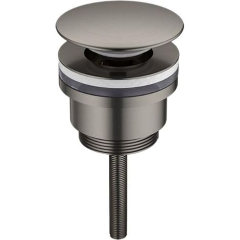 Bonde de lavabo universelle Click Clack, compatible avec les éviers avec ou sans trop-plein, bonde pop-up à bouton-poussoir" –Gunmetal (1/3)