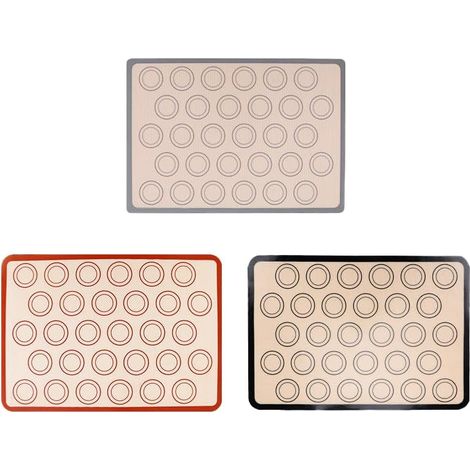 3 Pieces Tapis de Cuisson en Silicone 42x29.5cm Tapis Patisserie Reutilisable pour Plaque Patisserie Antiadhesif Tapis Cuisson Silicone pour Four Rouge Gris Fonce Noir Boulangerie (1/5)