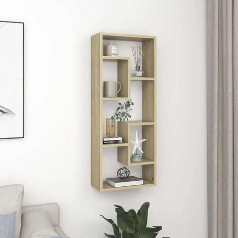 vidaXL Estantería de pared contrachapada color roble 36x16x90 cm (1/5)