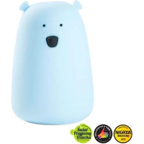 Grande lampe ours en peluche en silicone, bleue
