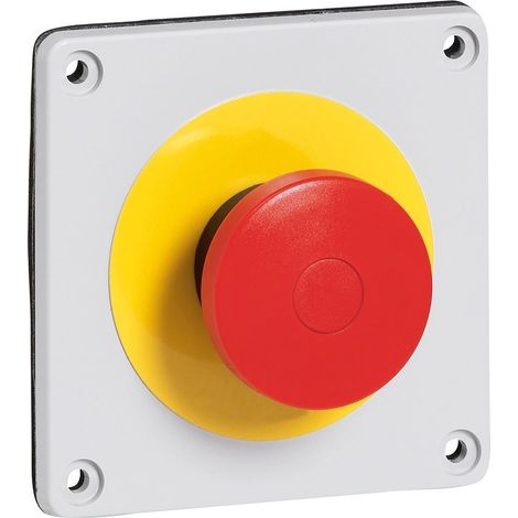 Plaque équipée d'un bouton d'arrêt d'urgence Osmoz IP66 pour coffret P17 à fixer sur plastron pré-percé LEGRAND 057740 (1/2)