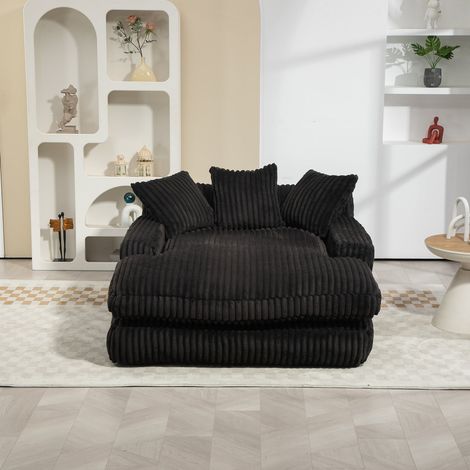 Canapé-lit 1 place en velours côtelé avec 3 coussins, convertible en fauteuil, idéal pour salon, chambre ou bureau (1/5)