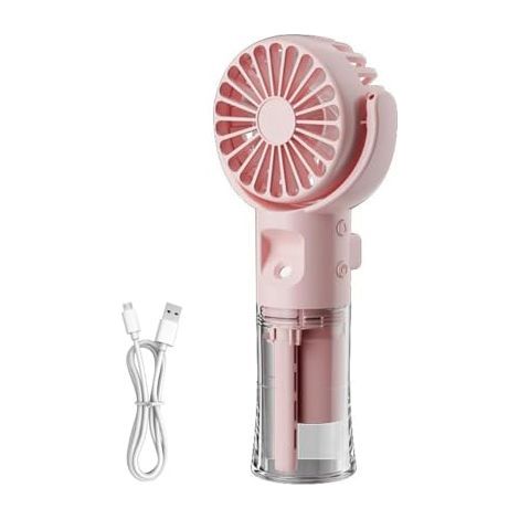 [NIE BENUTZT]Generischer tragbarer Handventilator, Mini-USB-aufladbarer leiser Ventilator, persönlicher Taschenventilator, batteriebetrieben mit 4 Geschwindigkeiten für Büro und Reisen (Pink) (1/5)