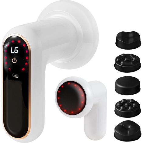Masseur Anti Cellulite Électrique, Appareil de Massage avec 5 Têtes de Massage, 6 Intensités et 3 Modes, Pour Lipœdème, Détente Musculaire, Modelage Corporel et Soulagement de la Fatigue (1/5)