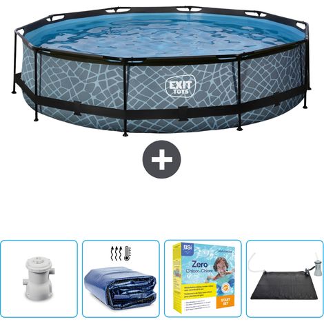 Exit Pool Rund - Steinoptik - 360x76 cm - 5-teilig SCB25 (1/4)