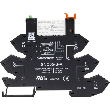Module de relais d'interface 12V c.a. / V c.c., 1 RT, montage Rail DIN ( Prix pour 1 )