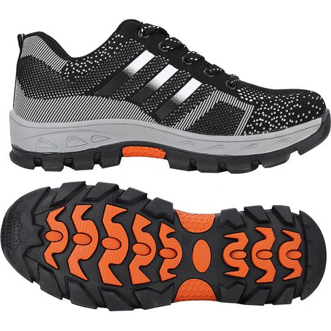 Chaussures de sécurité anti-perforation à embout d'acier, grises, taille 43.