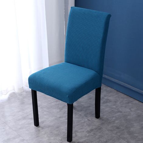 Gestrickter Stuhlbezug mit integriertem Rückenkissen (blau) (1/5)