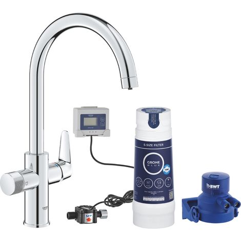RUBINETTO MISCELATORE MONOCOMANDO 2 IN 1 PER LAVELLO SERIE SERIE BLUE PURE BAUCURVE STARTER KIT CON - 3/8 - GRO