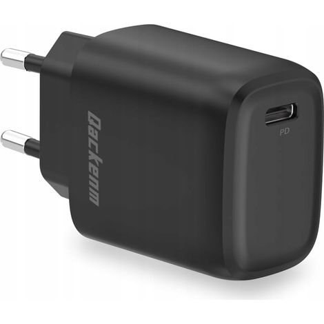 QACKENM USB-C-Schnellladegerät 20W für iPhone, iPad und AirPods, Schwarz (1/2)