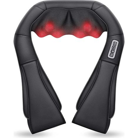 Appareil de massage Shiatsu pour la nuque et les épaules avec fonction chauffante, masseur électrique en forme de U à pétrissage profond pour la nuque, la taille, les jambes et le corps, noir et gris,