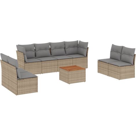 Maison Exclusive - Patio Sofa Set 8 plaza Mezcla de beige y gris (1/5)