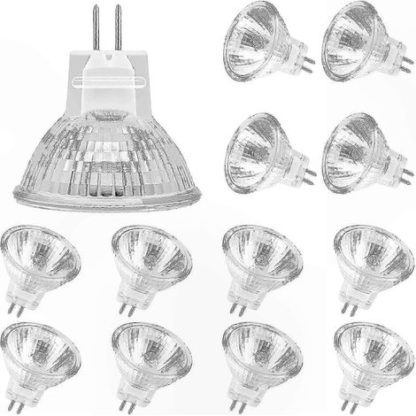 Lot de 12 ampoules halogènes MR11 GU4 12 V 20 W à intensité variable, blanc chaud 2700 K, pour plafonniers (1/5)