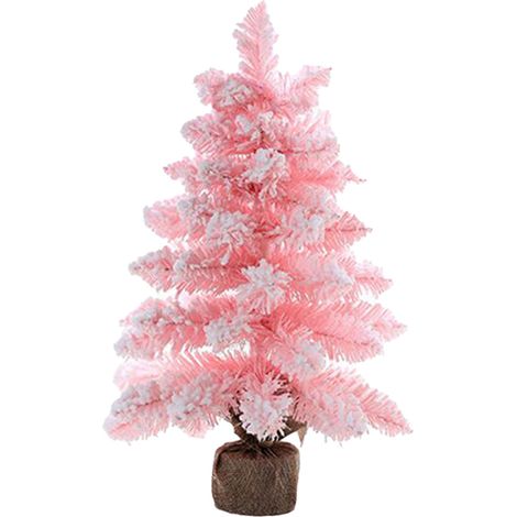 Sapin de Noël décoratif de bureau, mignon et adorable, mini sapin de Noël compact en PVC rose pour la maison ou le café (1/5)