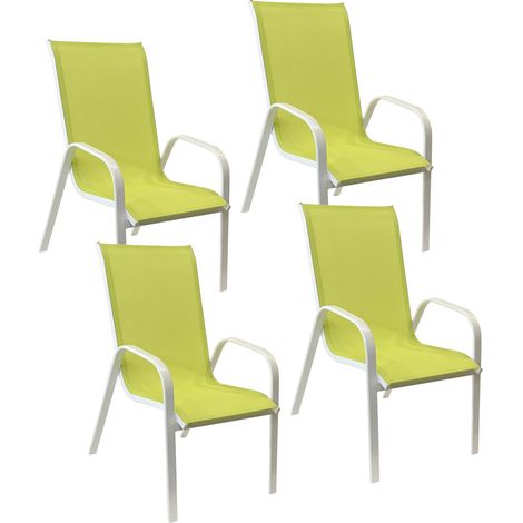 Pack de 4 sillas MARBELLA en textileno verde aluminio blanco