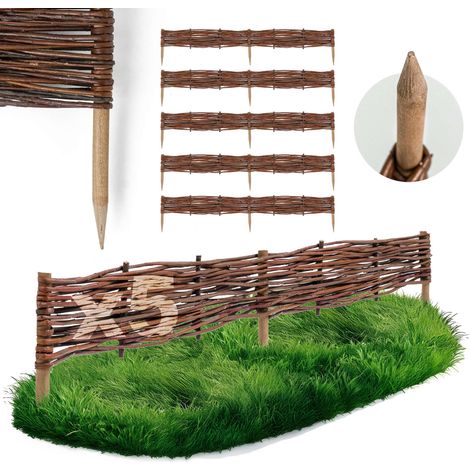 Lot de 5 Bordures Osier Bogateco Saule Naturel 100x10 cm (1/5)