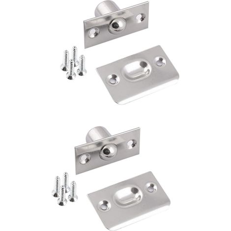 Lot de 2 poignées de porte en acier inoxydable argenté, convenant aux armoires, bureaux et portes en bois. (1/4)