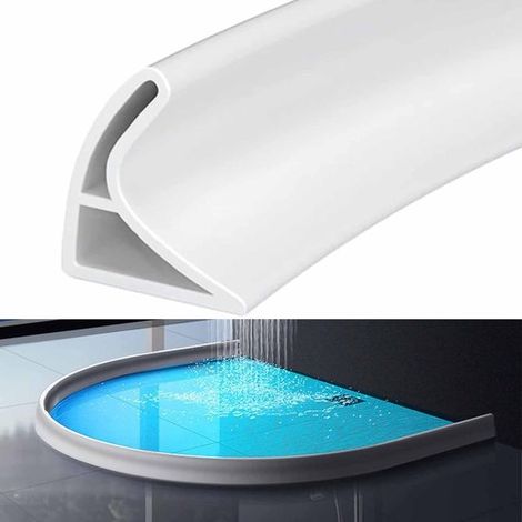 Tira de retención de agua de silicona flexible - Autoadhesiva - 100 cm - Sello de umbral - Blanca (1/5)