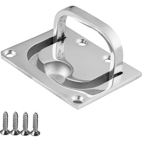 Poignée de levage pour panneau — Poignée de pont encastrable en acier inoxydable de qualité marine, poignée carrée rabattable, finition poli miroir (vis incluses), 57 × 76MM