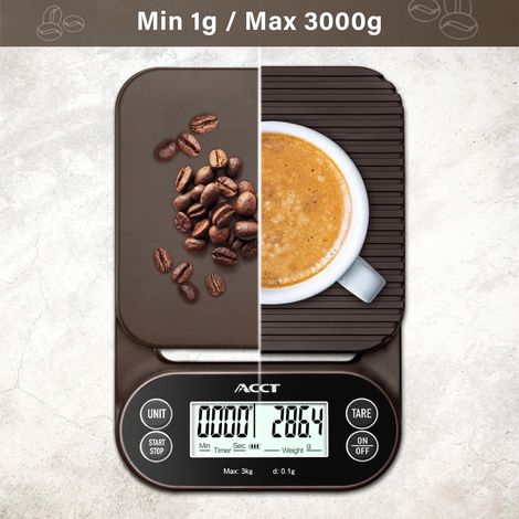 Bilancia per caffè con timer - Bilancia da barista da 3 kg/0,1 g per caffè espresso, caffè versato e uso in cucina, 4 unità, bilancia ad alta precisione con tappetino antiscivolo (1/4)