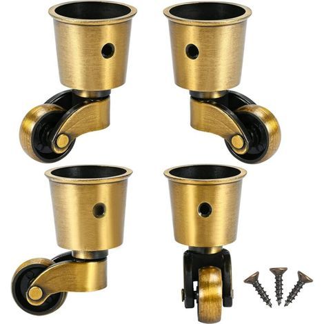 Lot de 4 roulettes pivotantes en alliage de zinc – Diamètre 25mm – Charge 150kg – Silencieuses et stables – Pour canapés et tables