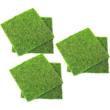6 Pièces Accessoires D'Aquarium Dalles De Moquette Tapis Végétal Jardin Bricolage Aquarium Faux Gazon Vert Mousse De Simulation Chambre De Jouet Literie De Pelouse (1/5)