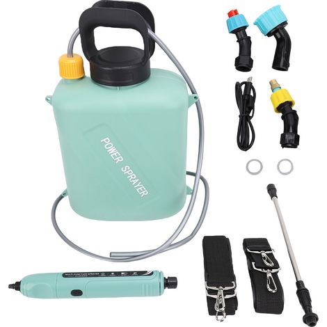 Spruzzatore elettrico Rosvola con 3 ugelli, asta retrattile, impugnatura ricaricabile tramite USB e zaino con batteria da 6 litri. (1/5)