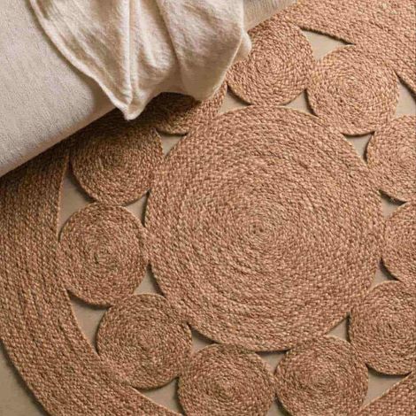 Tapis en jute rond forme fleur 100cm (1/5)