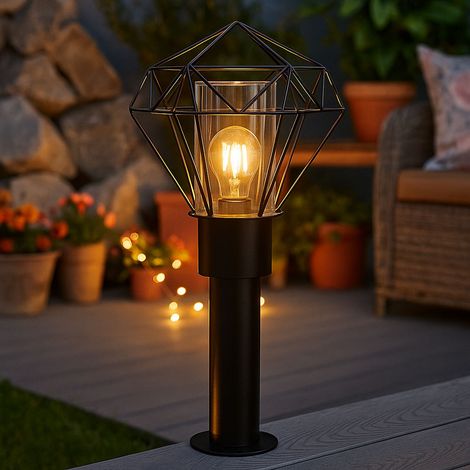Außenleuchte Stehleuchte Wegelampe Terrassenleuchte Gartenlampe, Edelstahl schwarz Metall, spritzwassergeschützt, L 22,5 cm