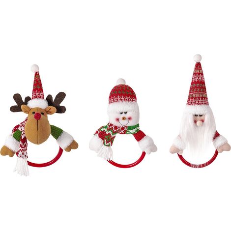 3pcs Christmas Towel Ring Snowman Old Man Moose Towel Ring Bathroom Towel Rack Christmas Ornament Hanging Wall Decor (1/4)