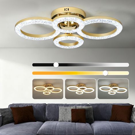 Modern LED Ceiling Light, 40W 4-Ring Flush Mount Lamp with Wall Switch, Adjustable 3500K/4500K/6000K for Living Room and Bedroom (1/5)